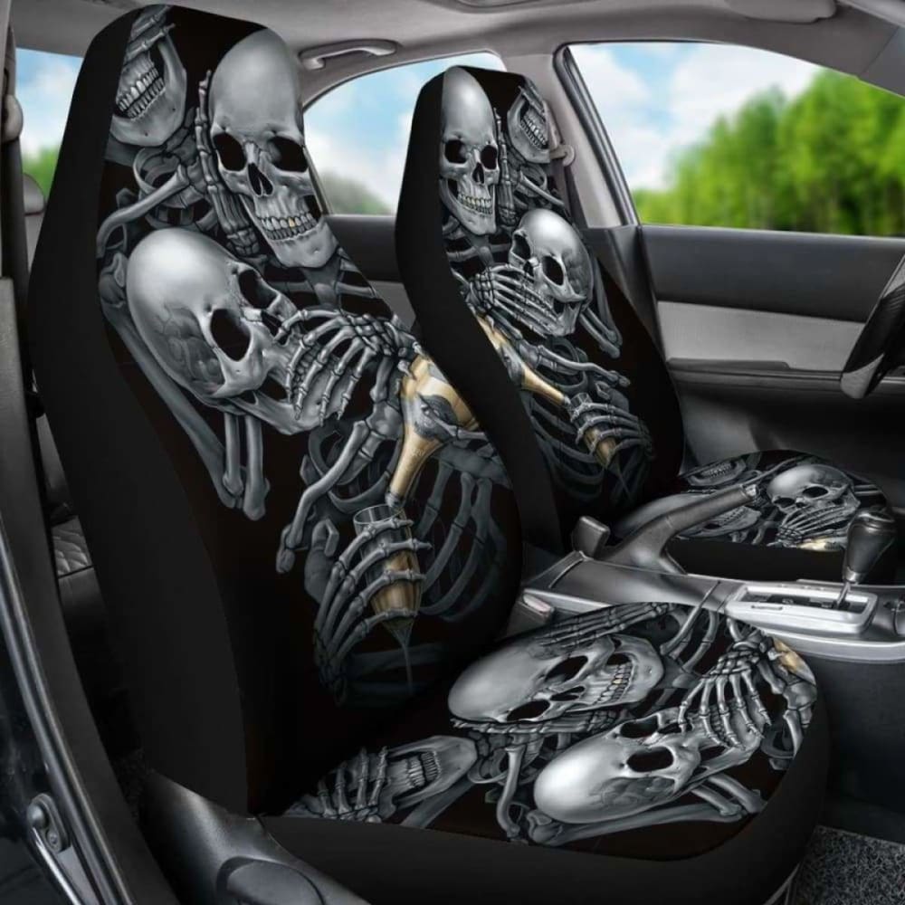 Set 2 Pcs No See No Hear No Speak Skull Gothic Car Seat Cover 172727