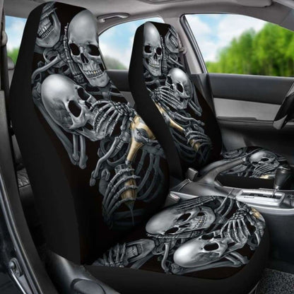 Set 2 Pcs No See No Hear No Speak Skull Gothic Car Seat Cover 172727