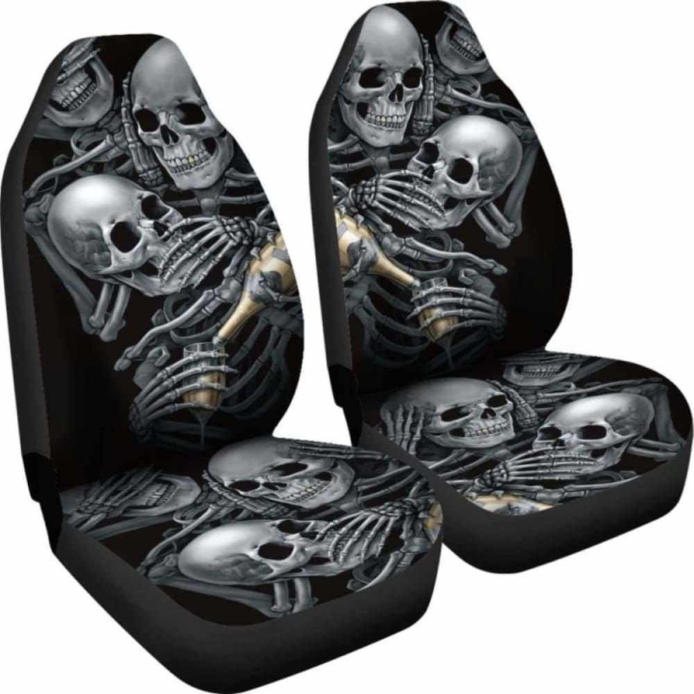 Set 2 Pcs No See No Hear No Speak Skull Gothic Car Seat Cover 172727