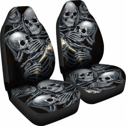 Set 2 Pcs No See No Hear No Speak Skull Gothic Car Seat Cover 172727