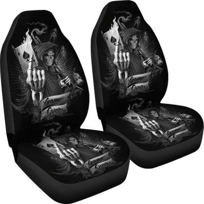 Set 2 Pcs Skull Grim Reaper Car Seat Cover Sugar Skulls 101207