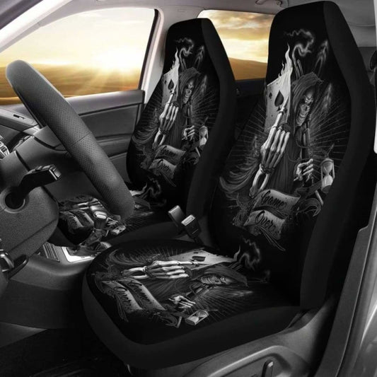 Set 2 Pcs Skull Grim Reaper Car Seat Cover Sugar Skulls 101207
