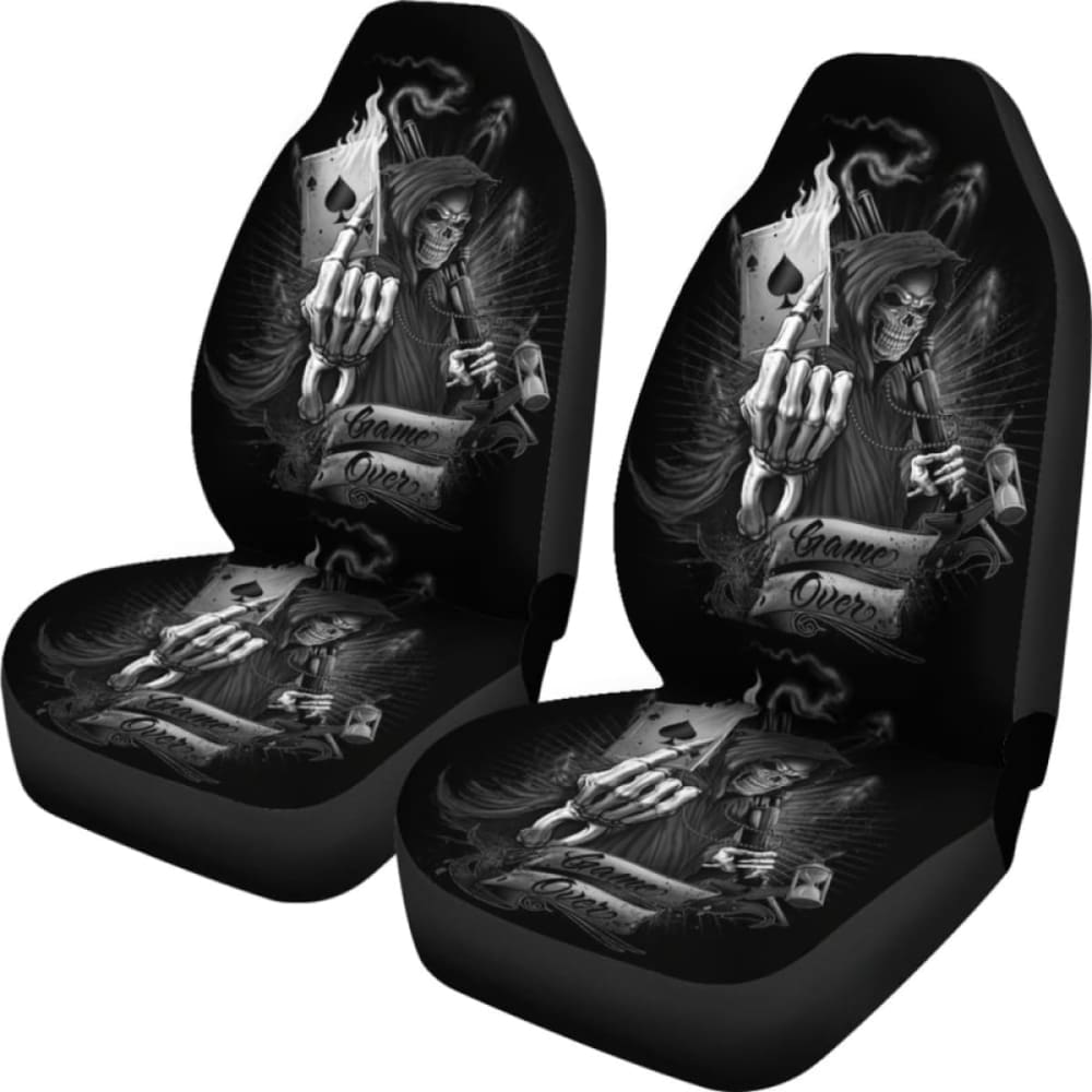 Set 2 Pcs Skull Grim Reaper Car Seat Cover Sugar Skulls 101207