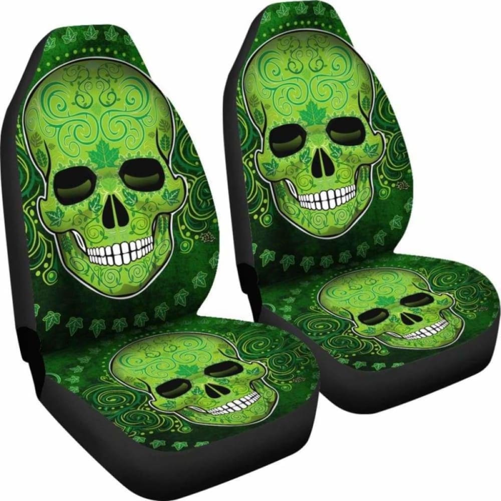Set 2 Pcs St Patrick Day Skull Car Seat Covers 101207