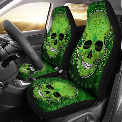 Set 2 Pcs St Patrick Day Skull Car Seat Covers 101207