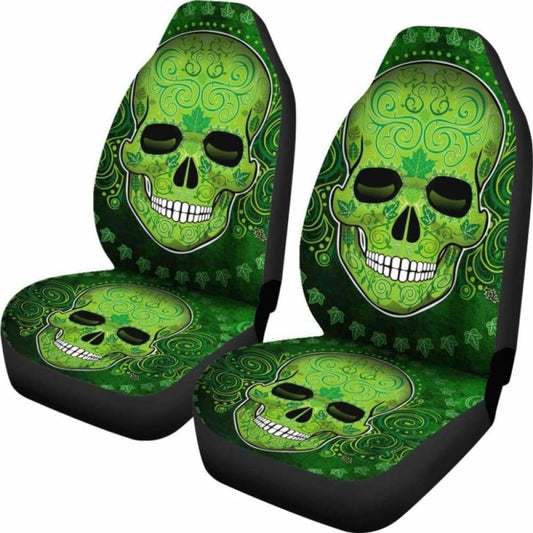 Set 2 Pcs St Patrick Day Skull Car Seat Covers 101207