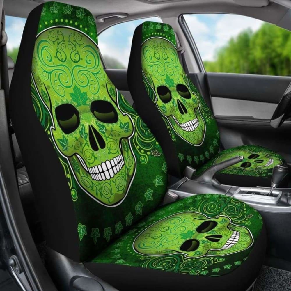 Set 2 Pcs St Patrick Day Skull Car Seat Covers 101207