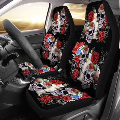 Set 2 Pcs Sugar Skull Car Seat Cover 101207