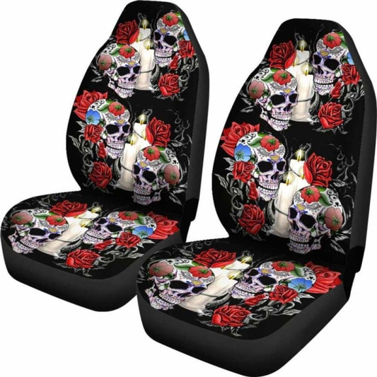 Set 2 Pcs Sugar Skull Car Seat Cover 101207