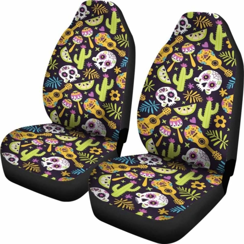 Set 2 Pcs Sugar Skull Car Seat Covers 101207