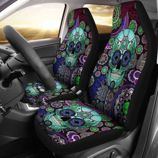 Set 2 Pcs Sugar Skull Car Seat Covers 101207