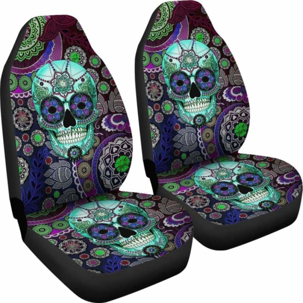 Set 2 Pcs Sugar Skull Car Seat Covers 101207