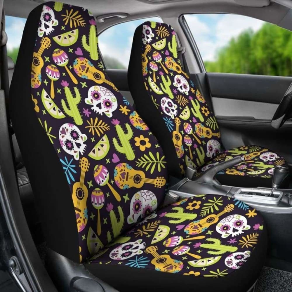 Set 2 Pcs Sugar Skull Car Seat Covers 101207