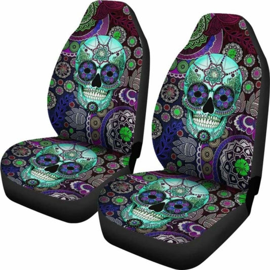Set 2 Pcs Sugar Skull Car Seat Covers 101207