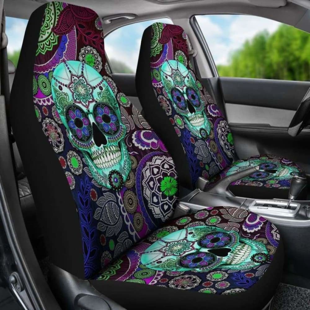 Set 2 Pcs Sugar Skull Car Seat Covers 101207