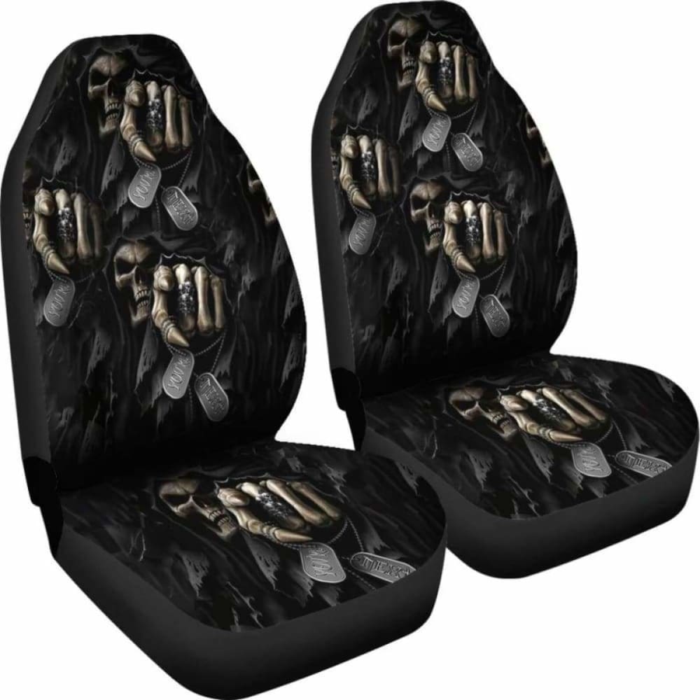 Set 2 Pcs - You’Re Next Skull Gothic Grim Reaper Car Seat Cover Sugar Skulls 172727