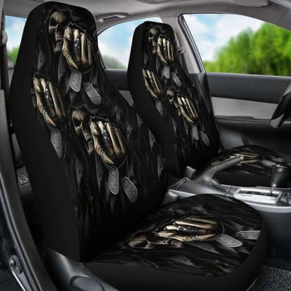 Set 2 Pcs - You’Re Next Skull Gothic Grim Reaper Car Seat Cover Sugar Skulls 172727