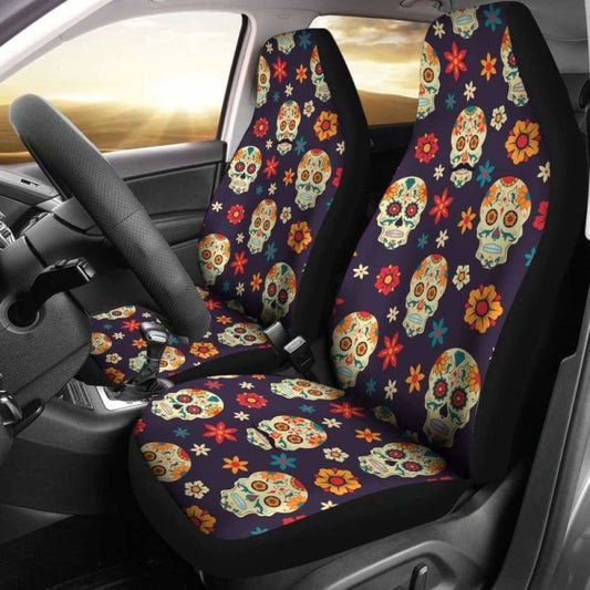 Set 2 Seat Cover Sugar Skulls 101207