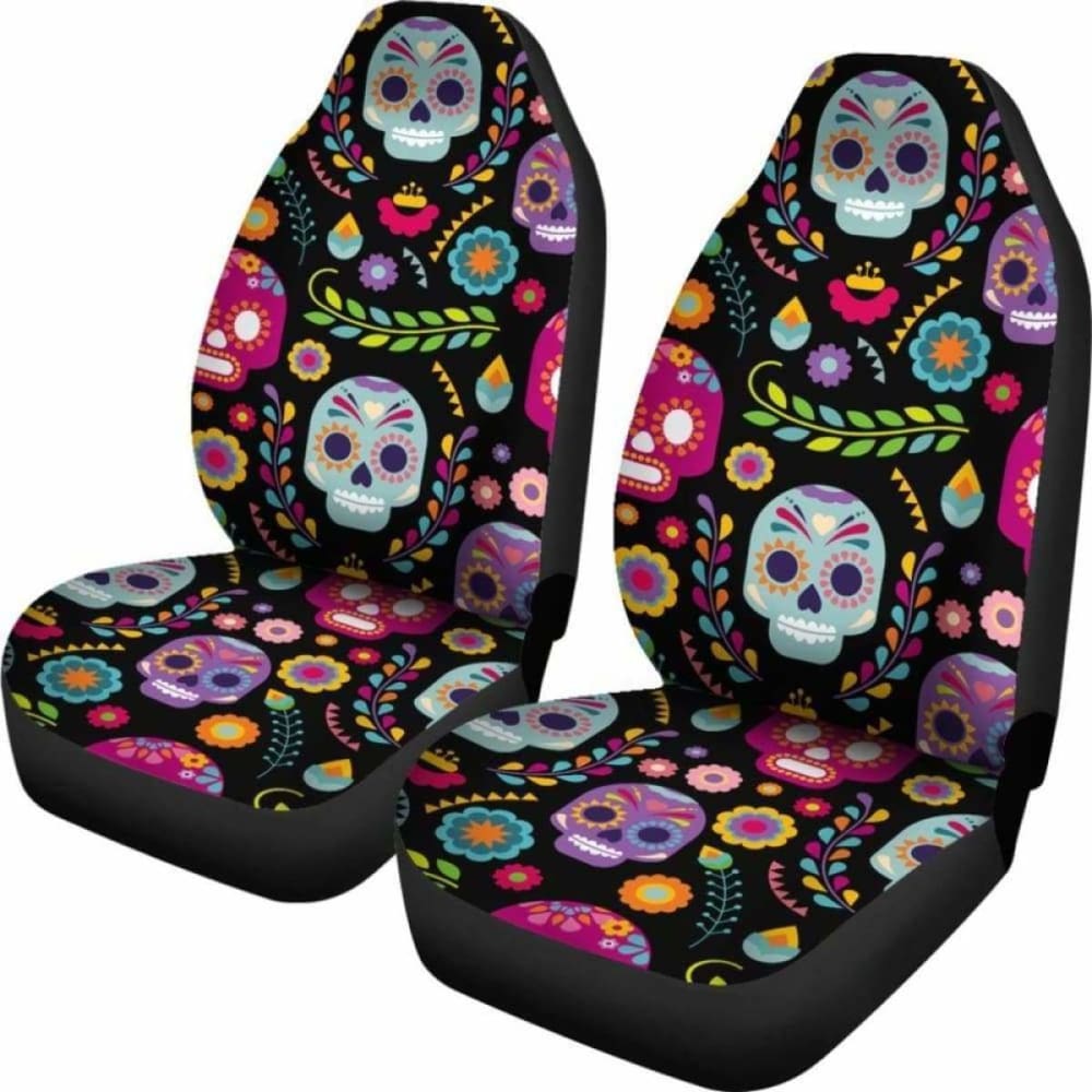 Set 2 Seat Cover Sugar Skulls 101207