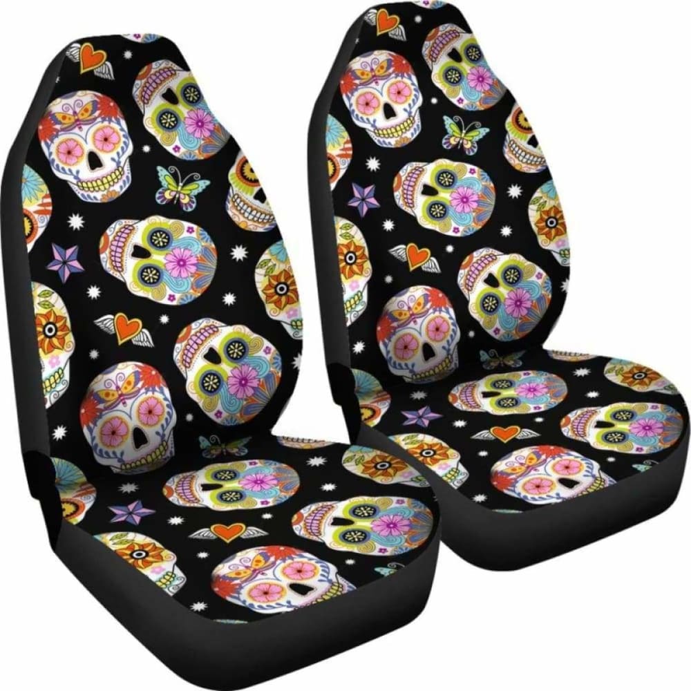 Set 2 Seat Cover Sugar Skulls 101207