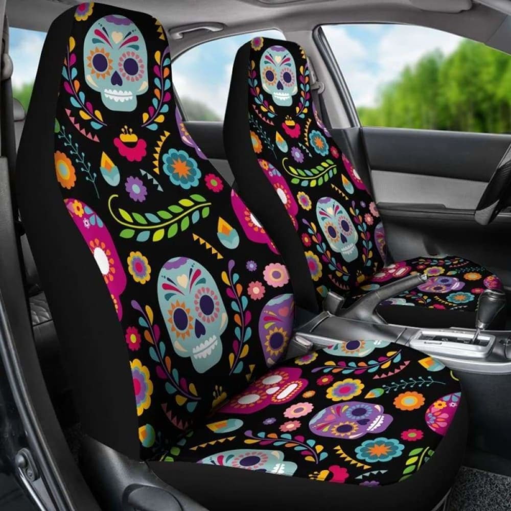 Set 2 Seat Cover Sugar Skulls 101207