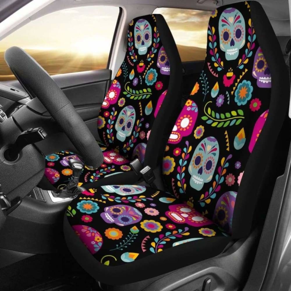 Set 2 Seat Cover Sugar Skulls 101207