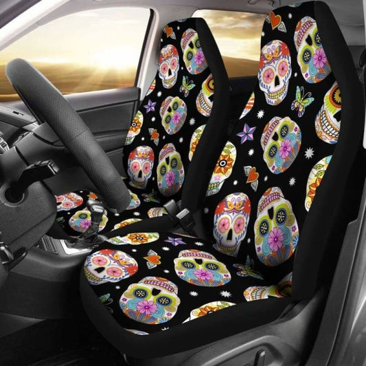 Set 2 Seat Cover Sugar Skulls 101207