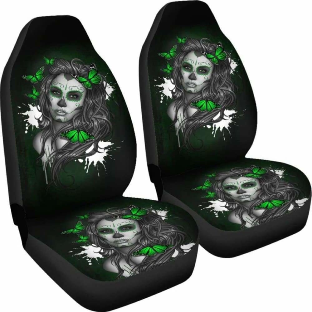 Set 2 Seat Cover Sugar Skulls 101207