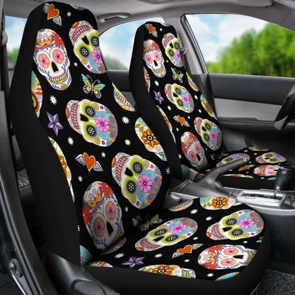 Set 2 Seat Cover Sugar Skulls 101207