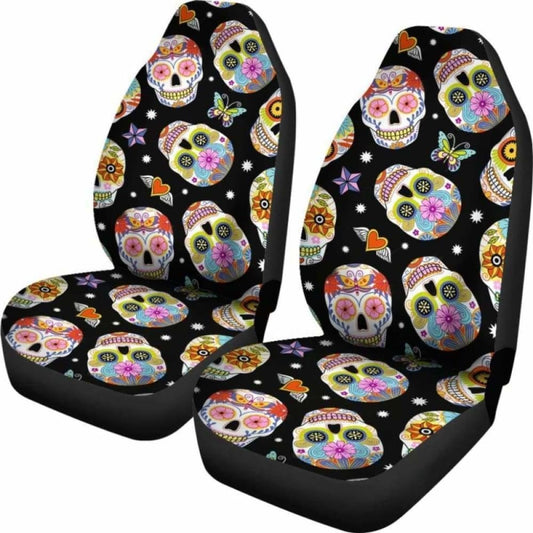 Set 2 Seat Cover Sugar Skulls 101207
