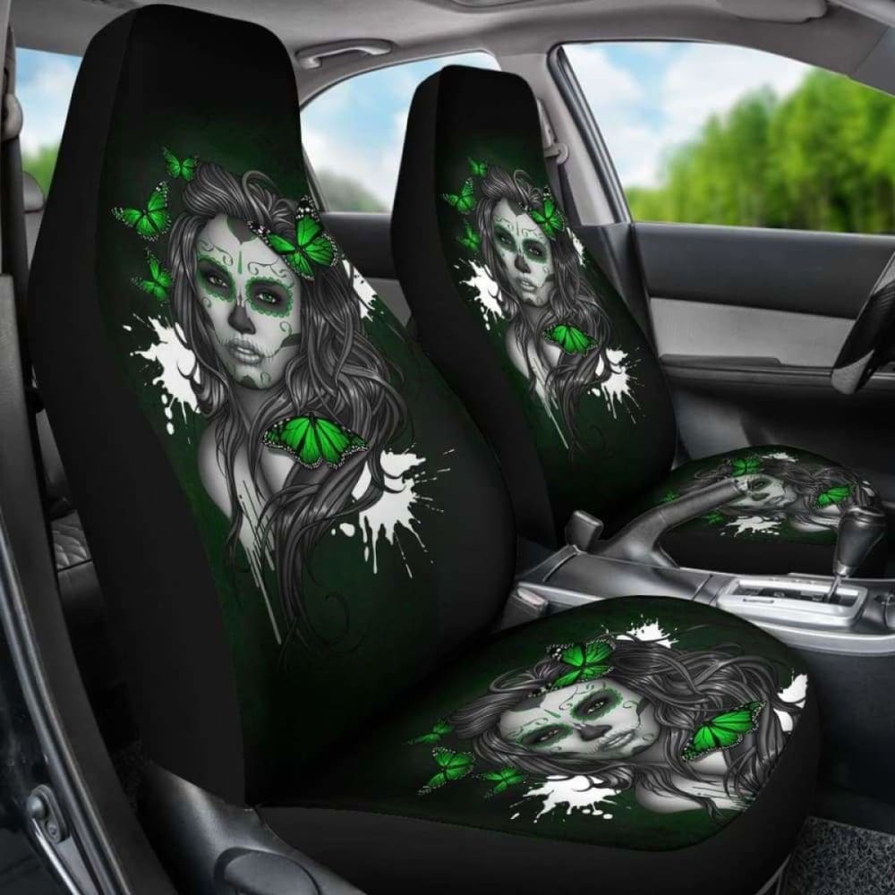 Set 2 Seat Cover Sugar Skulls 101207