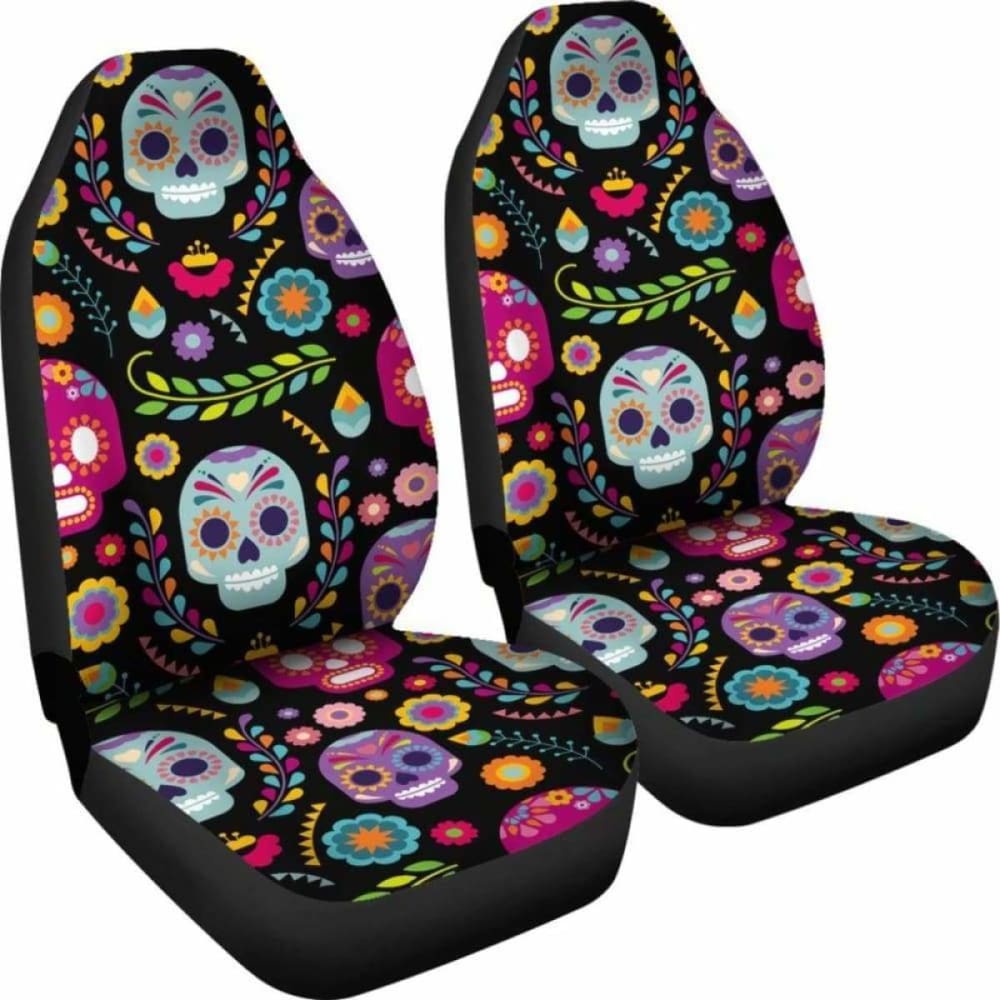 Set 2 Seat Cover Sugar Skulls 101207