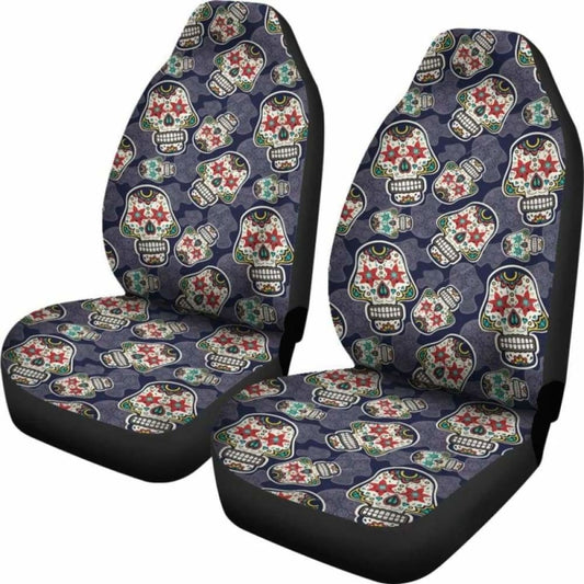 Set 2 Seat Cover Sugar Skulls - Day Of The Dead Seat Cover 101207