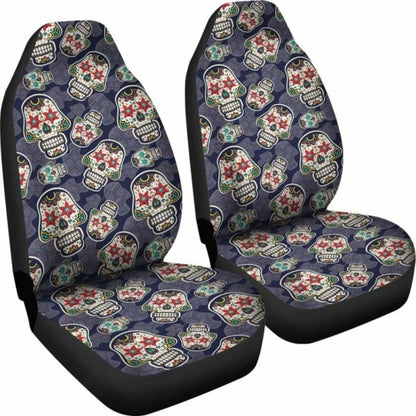 Set 2 Seat Cover Sugar Skulls - Day Of The Dead Seat Cover 101207