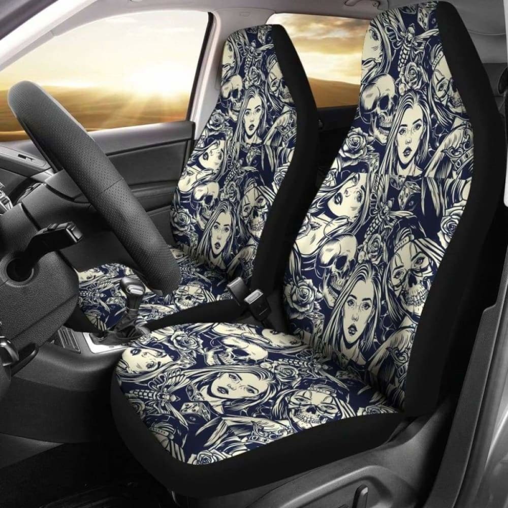 Set 2 Skull Car Seat Cover 101207