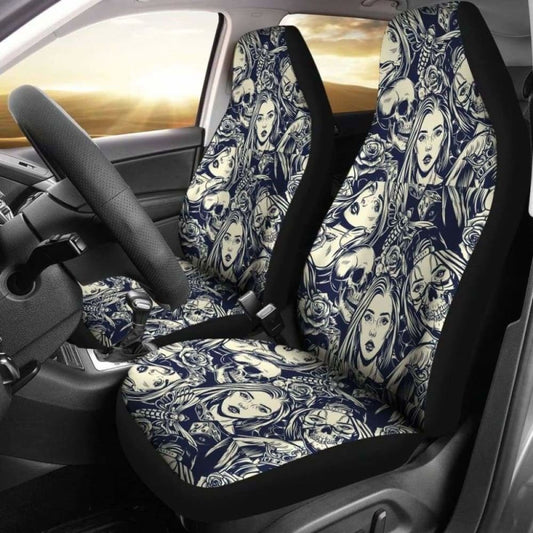 Set 2 Skull Car Seat Cover 101207