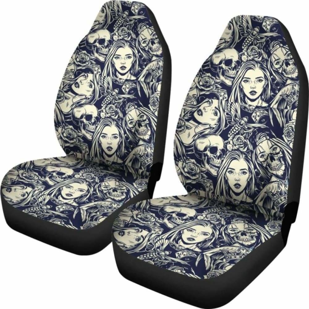 Set 2 Skull Car Seat Cover 101207
