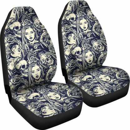 Set 2 Skull Car Seat Cover 101207