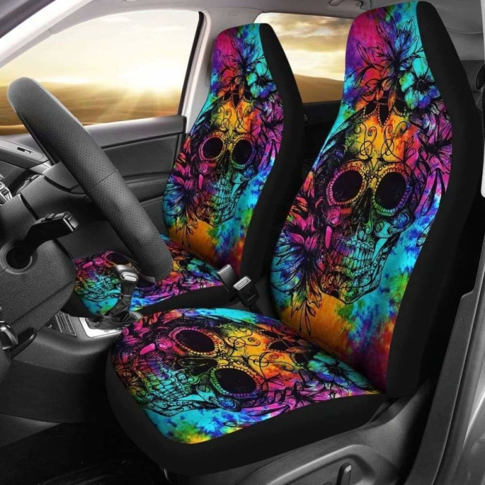 Set 2 Skull Car Seat Cover Skulls 101207