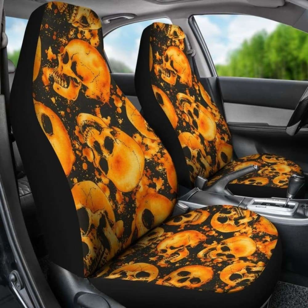 Set 2 Skull Car Seat Cover Skulls 101207