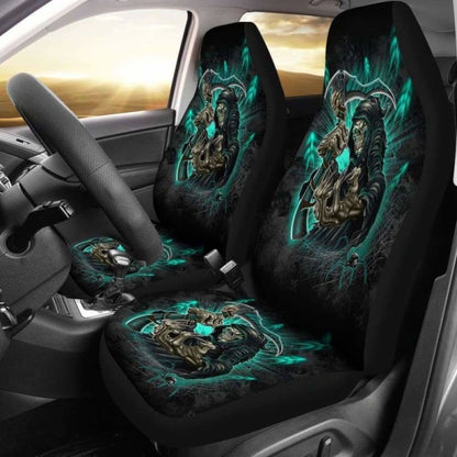 Set 2 Skull Gothic Grim Reaper Seat Cover Sugar Skulls 172727