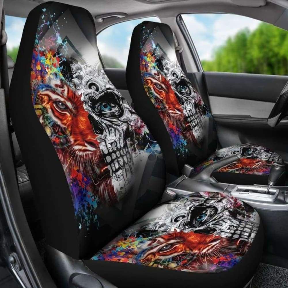 Set 2 Skull Tiger Car Seat Cover 113308