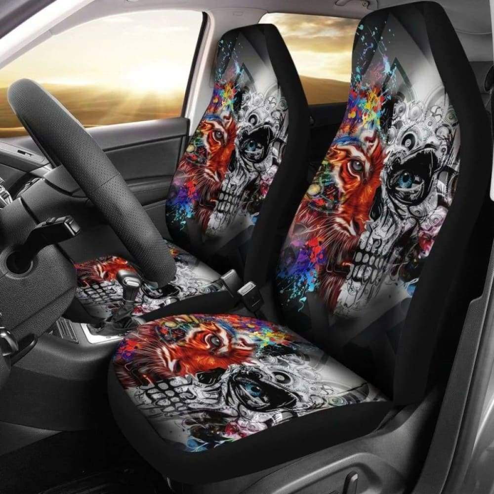 Set 2 Skull Tiger Car Seat Cover 113308