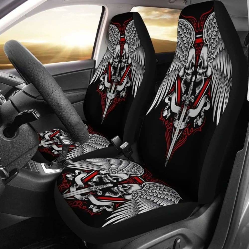 Set 2 Skull Wings Car Seat Cover Sugar Skulls 101207