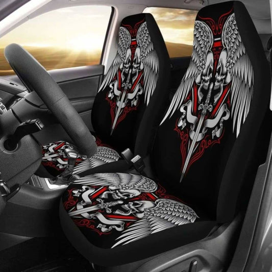 Set 2 Skull Wings Car Seat Cover Sugar Skulls 101207