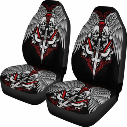 Set 2 Skull Wings Car Seat Cover Sugar Skulls 101207