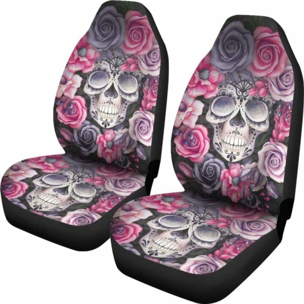 Set 2 Sugar Skull Car Seat Cover Day Of The Dead 101207