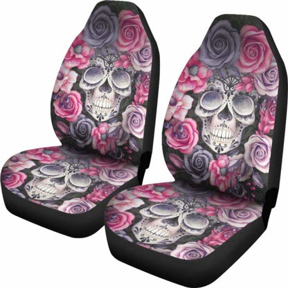 Set 2 Sugar Skull Car Seat Cover Day Of The Dead 101207