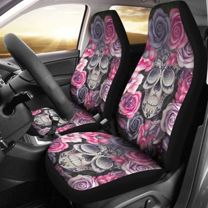 Set 2 Sugar Skull Car Seat Cover Day Of The Dead 101207