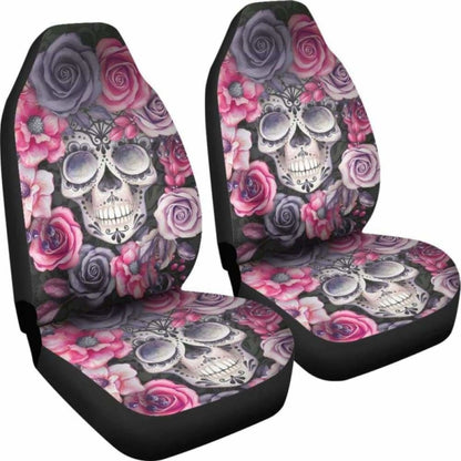 Set 2 Sugar Skull Car Seat Cover Day Of The Dead 101207